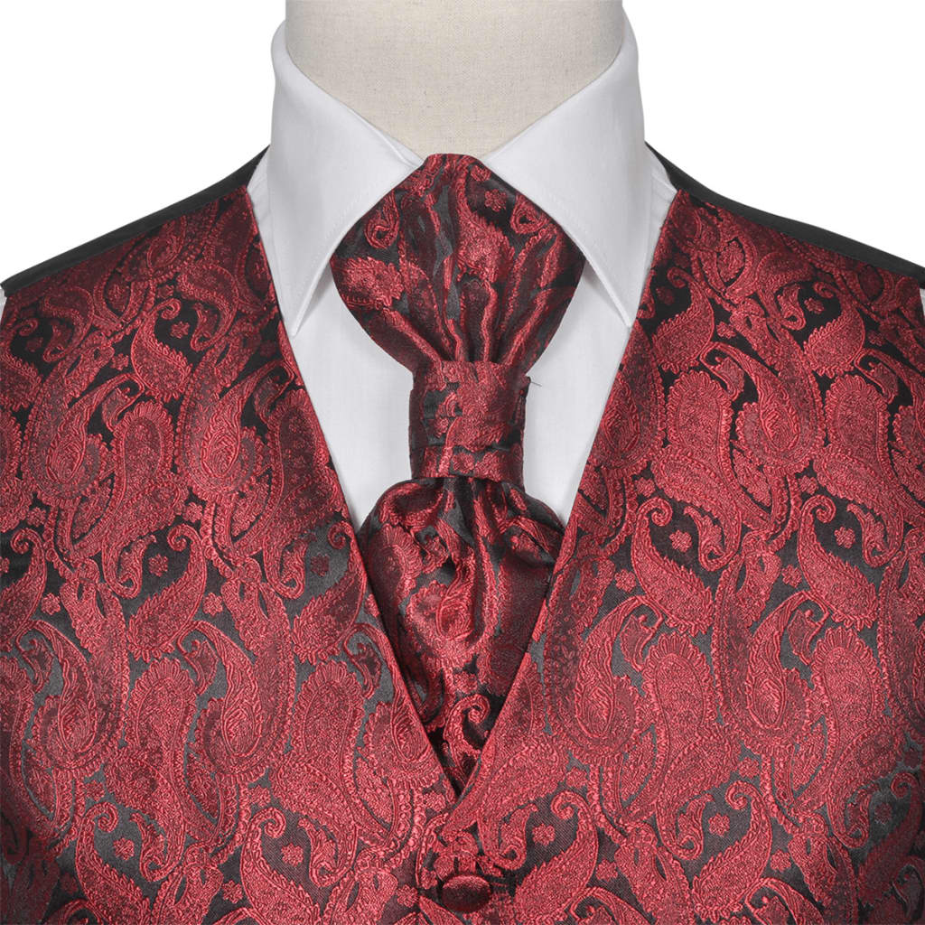 VidaXL Paisley bruidsvestset voor heren maat 54 bordeauxrood