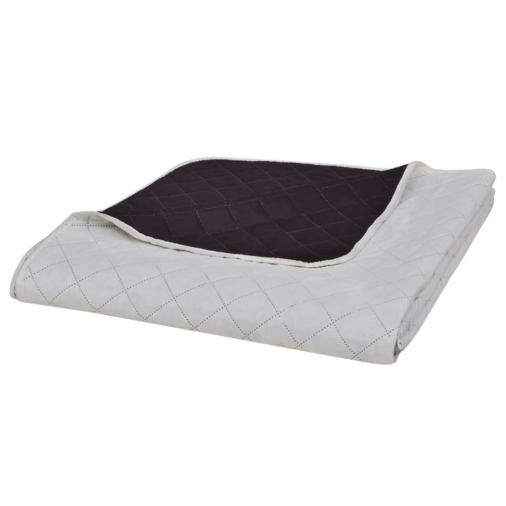 VidaXL Bedsprei gewatteerd dubbelzijdig 170x210 cm beige bruin