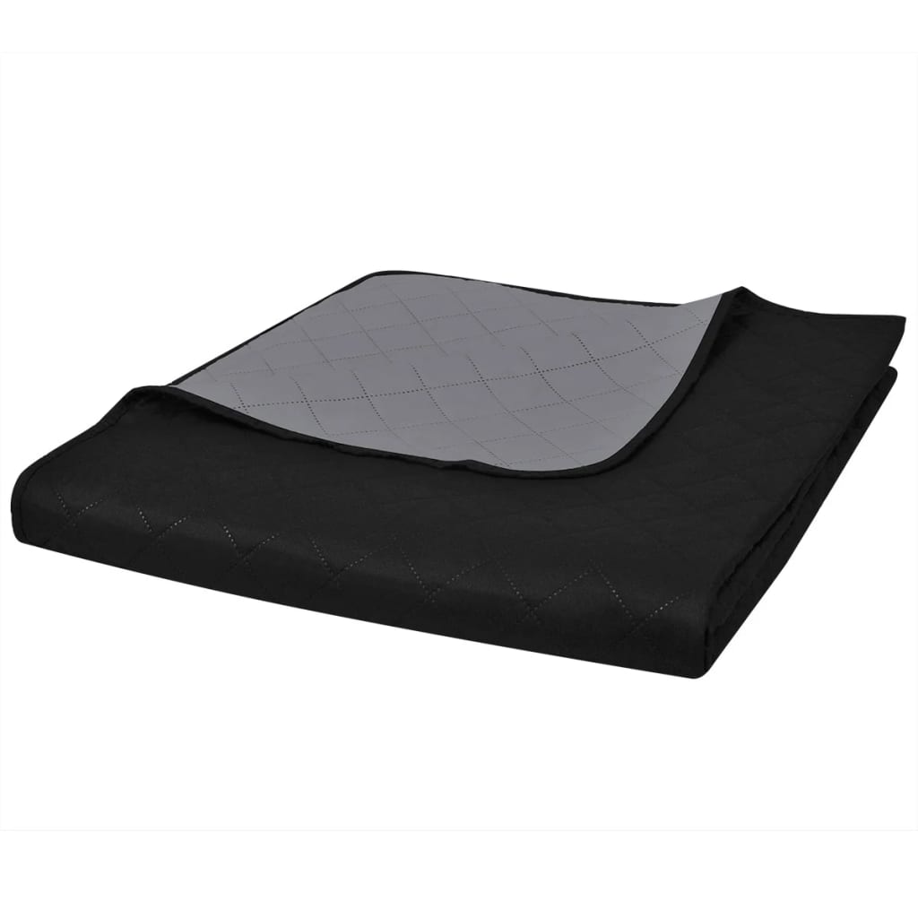 Vidaxl bedsprei gewatteerd dubbelzijdig 230x260 cm zwart grijs