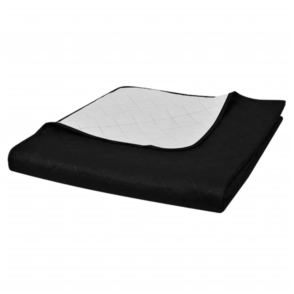 VidaXL Bedsprei gewatteerd dubbelzijdig 170x210 cm zwart wit