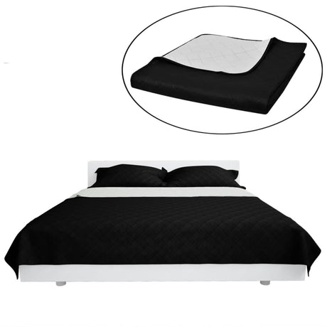 VidaXL Bedsprei gewatteerd dubbelzijdig 230x260 cm zwart wit