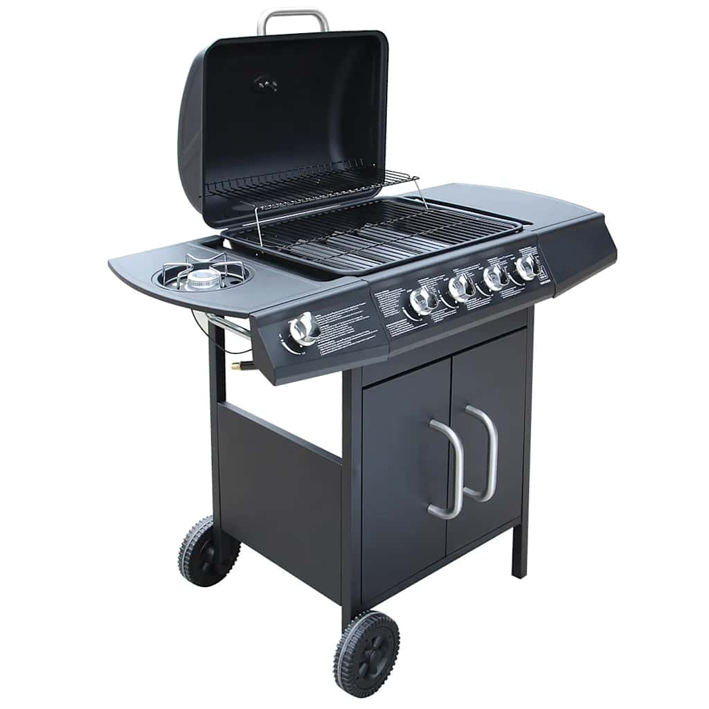 Vidaxl gasbarbecue 4+1 kookzone zwart