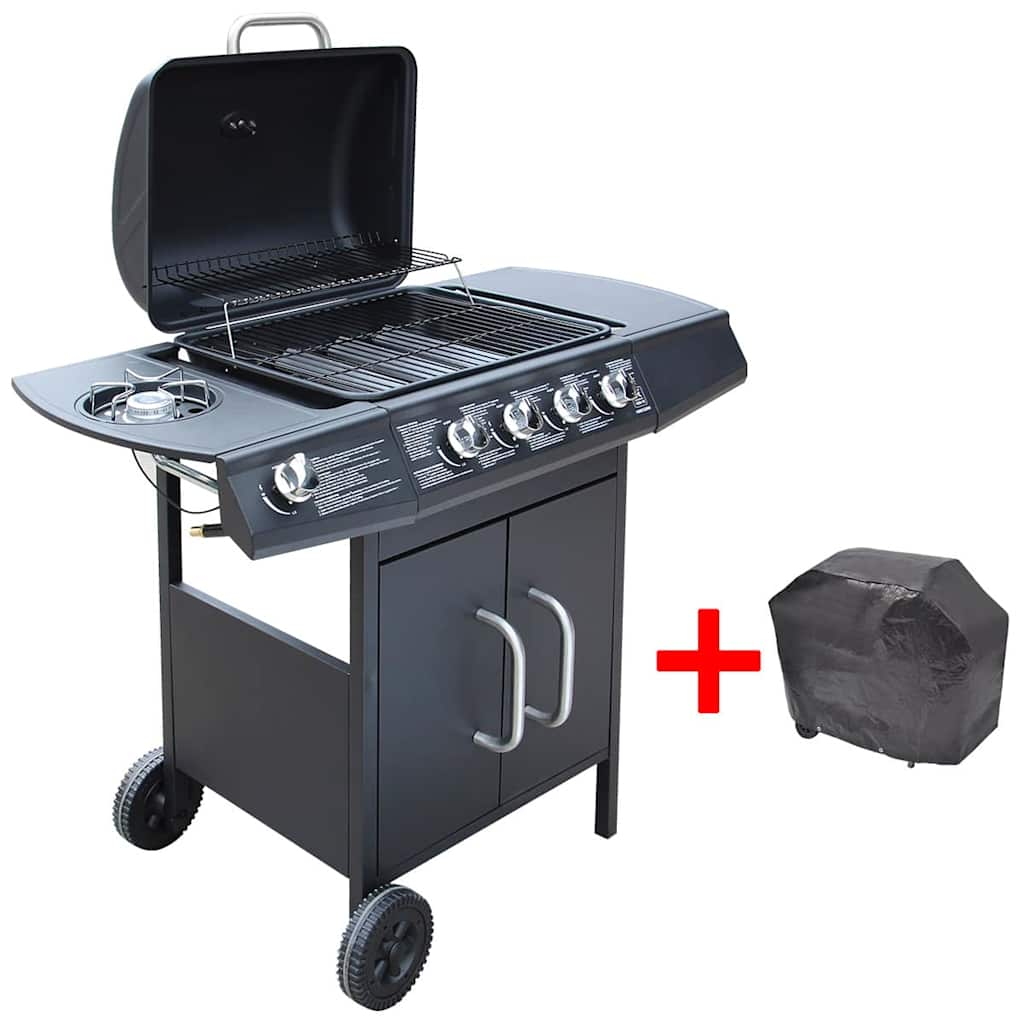 Vidaxl gasbarbecue 4+1 kookzone zwart