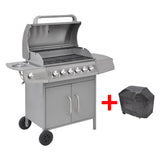 Vidaxl gasbarbecue 6+1 kookzone zilver