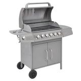 Vidaxl gasbarbecue 6+1 kookzone zilver