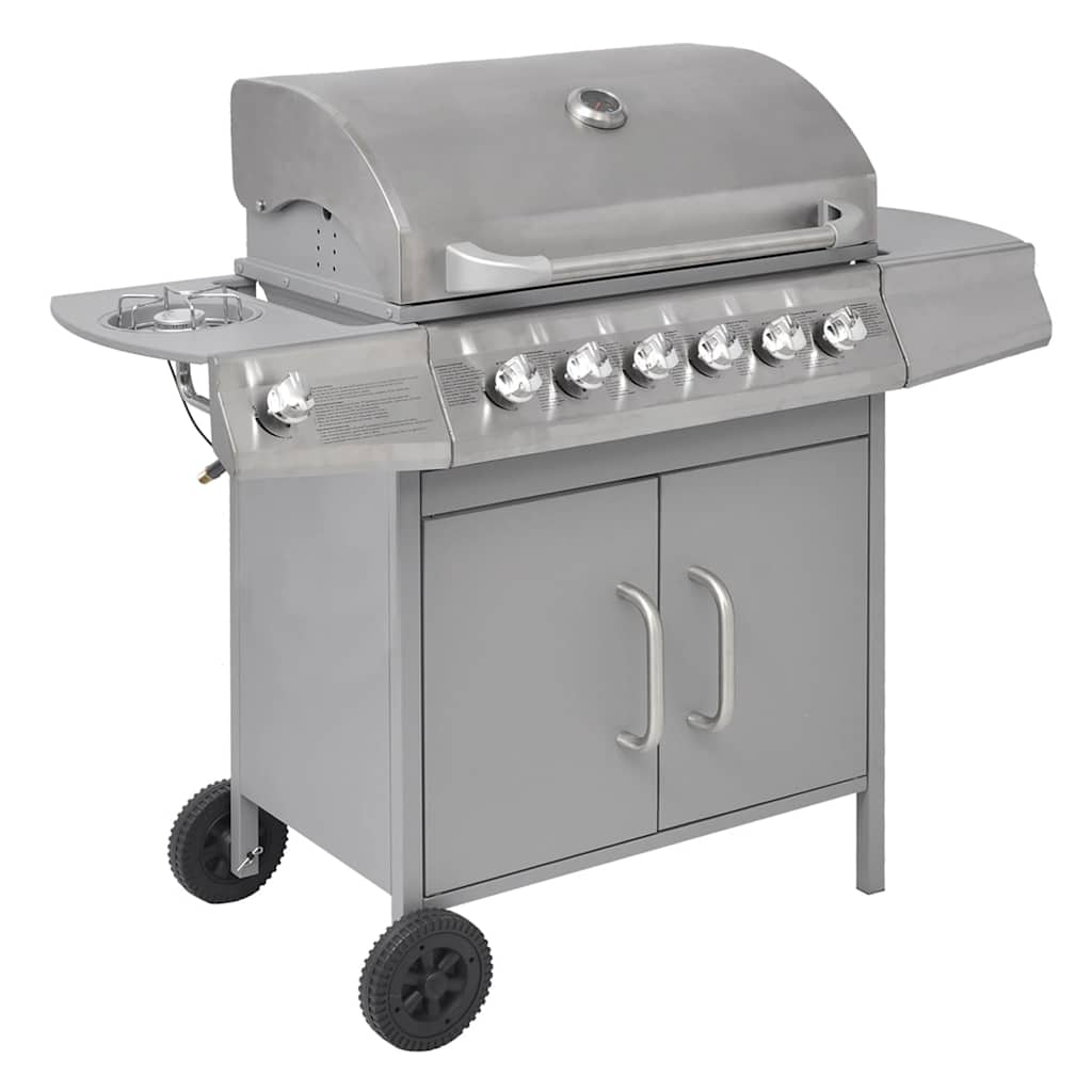 Vidaxl gasbarbecue 6+1 kookzone zilver