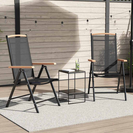 Vidaxl tuinstoelen inklapbaar 2 st aluminium en textileen zwart