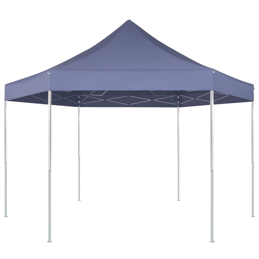 Vidaxl partytent pop-up zeshoekig inklapbaar 3,6x3,1 m donkerblauw