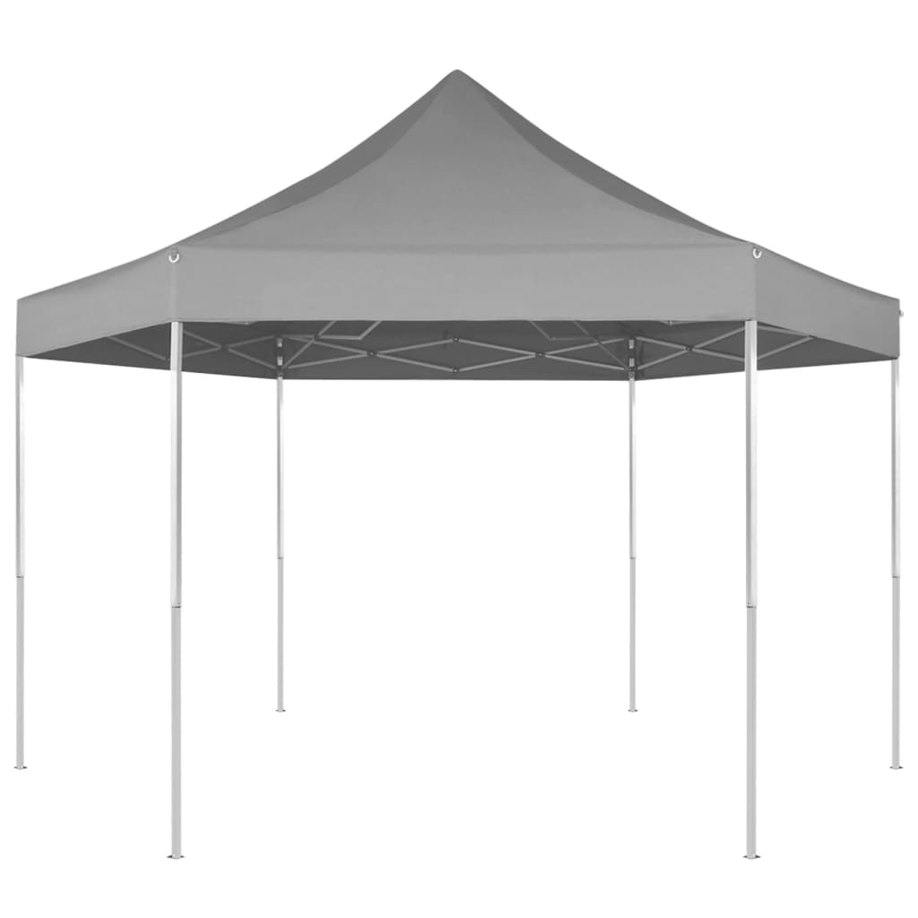 Vidaxl partytent pop-up zeshoekig inklapbaar 3,6x3,1 m grijs