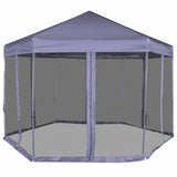 Vidaxl partytent met zijwanden pop-up zeshoekig 3,6x3,1 m donkerblauw