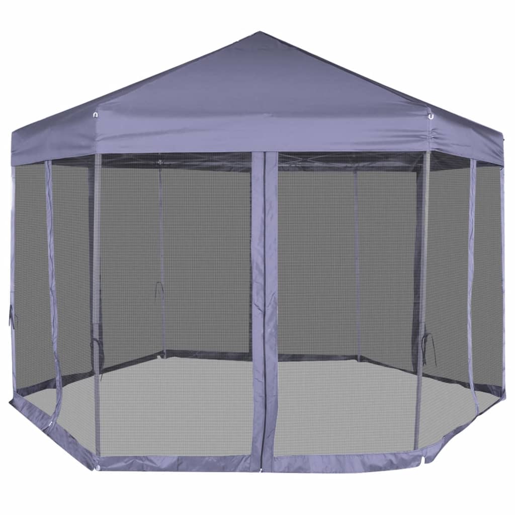 Vidaxl partytent met zijwanden pop-up zeshoekig 3,6x3,1 m donkerblauw