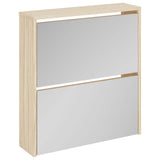 Vidaxl schoenenkast tweelaags met spiegel 63x17x67 cm eiken