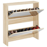 Vidaxl schoenenkast tweelaags met spiegel 63x17x67 cm eiken