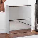 Vidaxl schoenenkast tweelaags met spiegel 63x17x67 cm wit