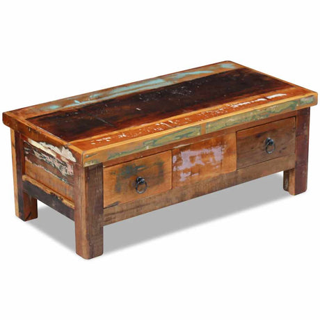 Vidaxl salontafel met lades 90x45x35 cm massief gerecycled hout