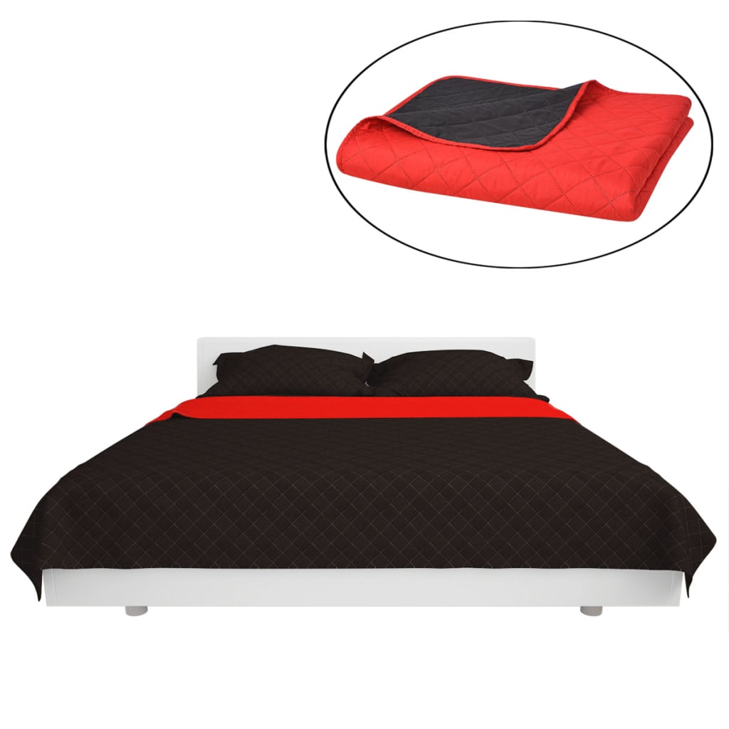 Vidaxl dubbelzijdige quilt bedsprei rood en zwart 230x260 cm