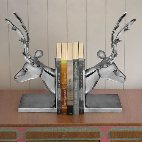 Vidaxl boekensteunen herten 2 stuks aluminium zilver