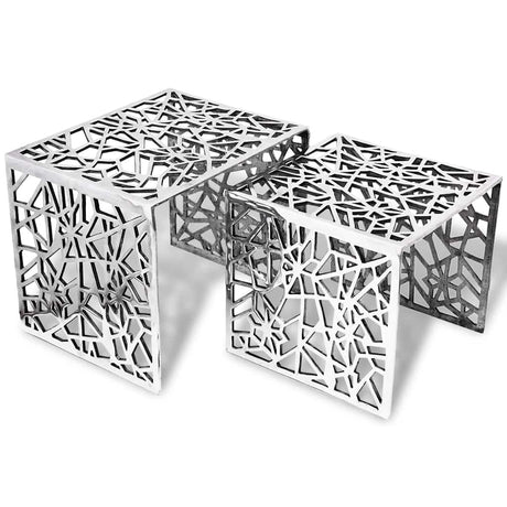 Vidaxl bijzettafels 2 stuks vierkant aluminium zilver