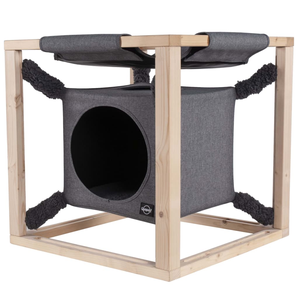 Quapas! quapas! kattenbed met hangmat catcube m 54x54x54 cm grijs