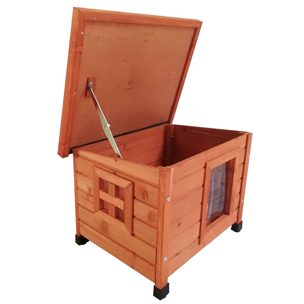 @pet kattenhok voor buiten 57x45x43 cm hout bruin