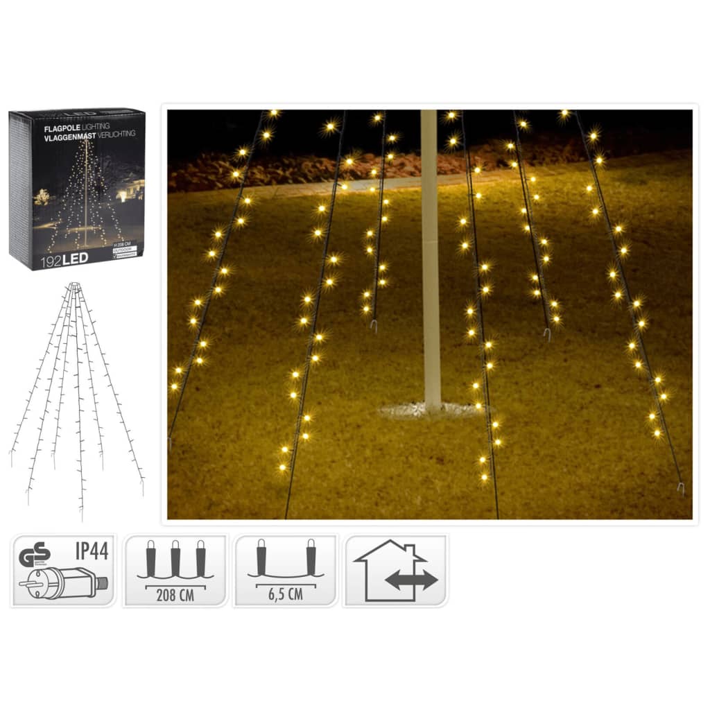 Ambiance Ambiance Kerstverlichting voor vlaggenmast met 192 LED's 208 cm