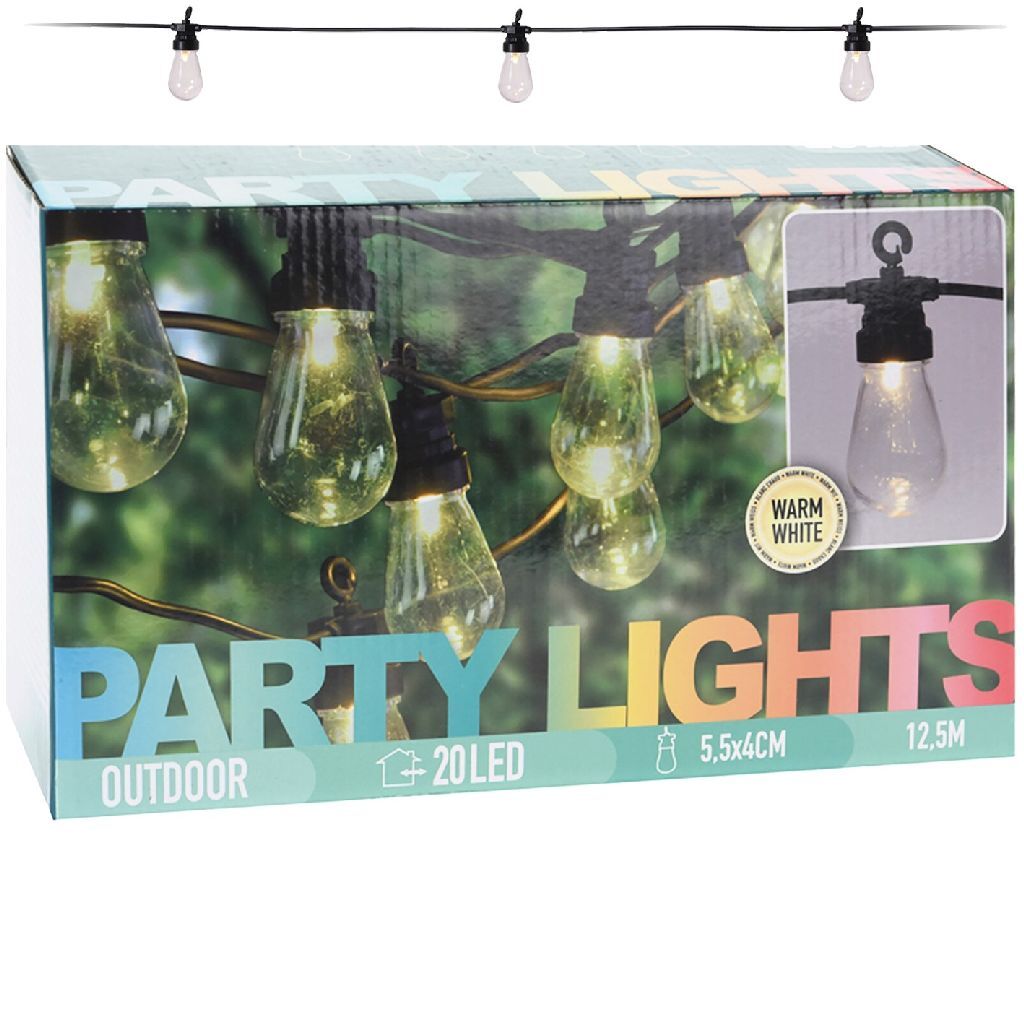 Basic outdoor feestverlichting 12.5 m 20 led-lampen warm wit