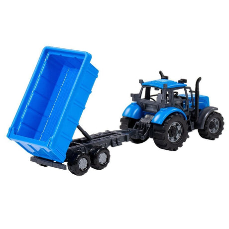 Cavallino Toys Farmer Frictietractor + Trailer Blauw Zwart