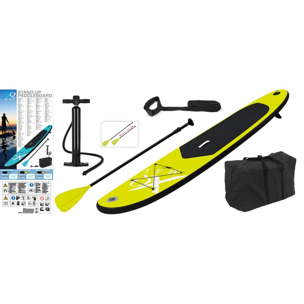 Xq max xq max stand up paddleboard opblaasbaar 285 cm lime en zwart