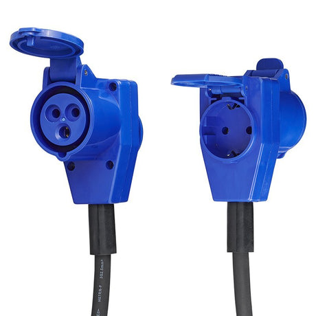 Proplus verloopkabel 40cm van schuko stekker naar haakse cee contrastekker + schuko stopcontact