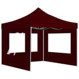 Vidaxl partytent inklapbaar met wanden 3x3 m aluminium wijnrood