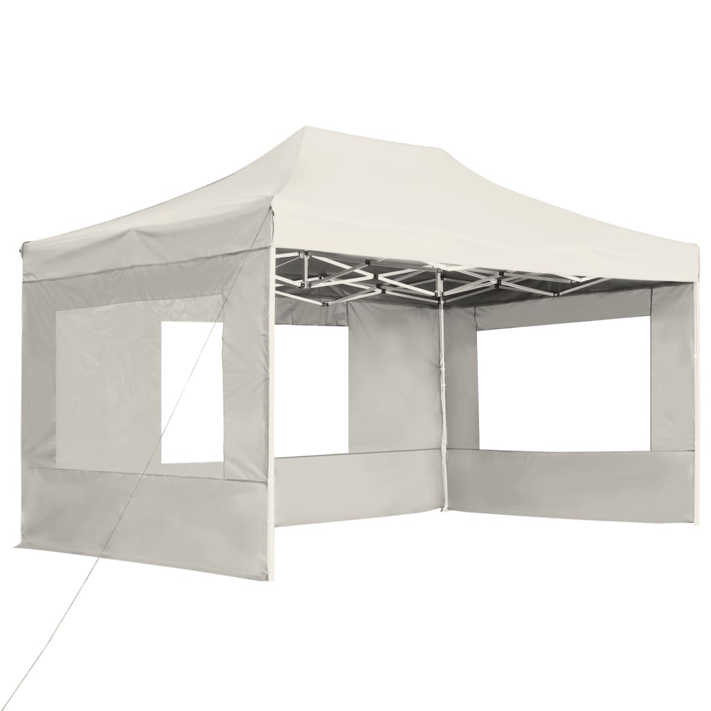 Vidaxl partytent inklapbaar met wanden 4,5x3 m aluminium crème