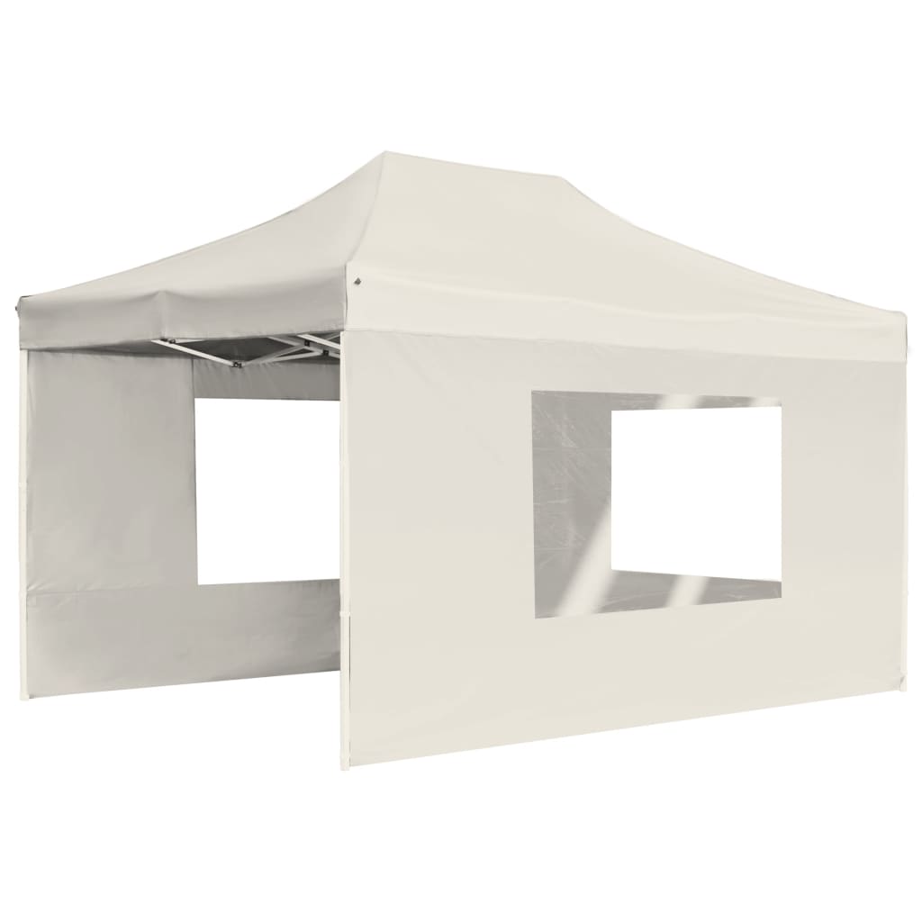 Vidaxl partytent inklapbaar met wanden 4,5x3 m aluminium crème