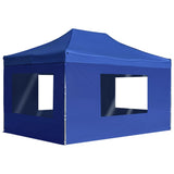 Vidaxl partytent inklapbaar met wanden 4,5x3 m aluminium blauw