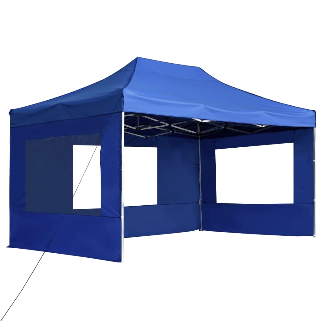 Vidaxl partytent inklapbaar met wanden 4,5x3 m aluminium blauw