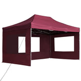 Vidaxl partytent inklapbaar met wanden 4,5x3 m aluminium wijnrood