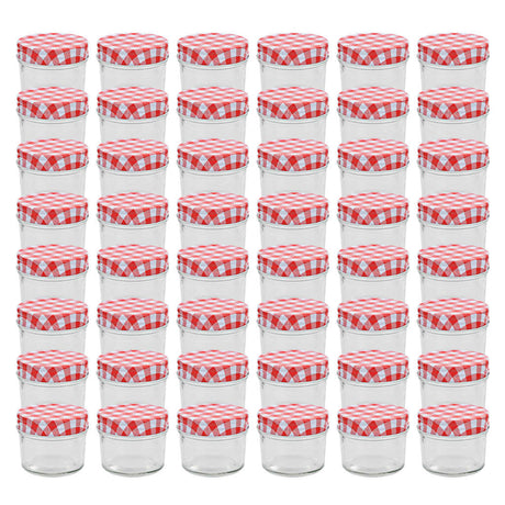Vidaxl jampotten met wit met rode deksels 48 st 110 ml glas