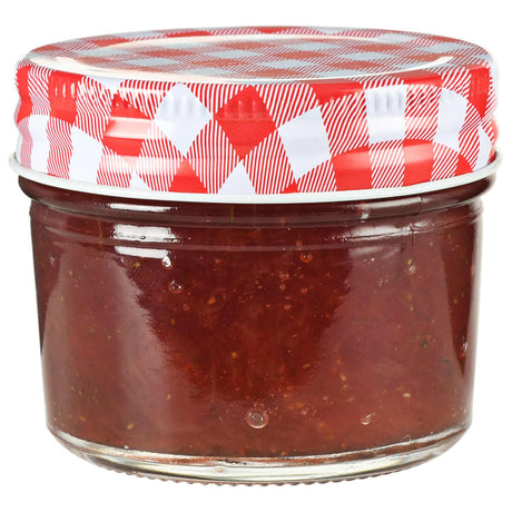 Vidaxl jampotten met wit met rode deksels 96 st 110 ml glas