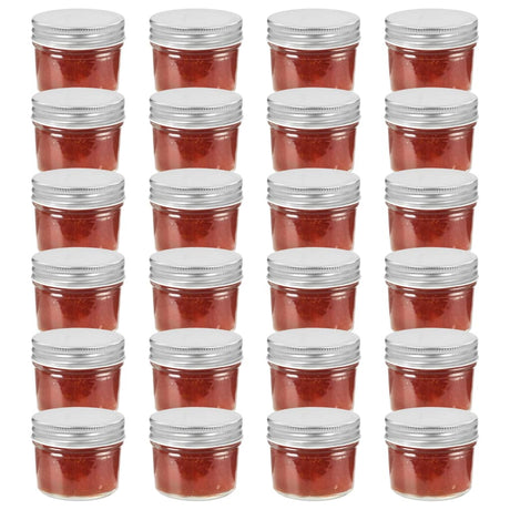 Vidaxl jampotten met zilverkleurige deksels 24 st 110 ml glas