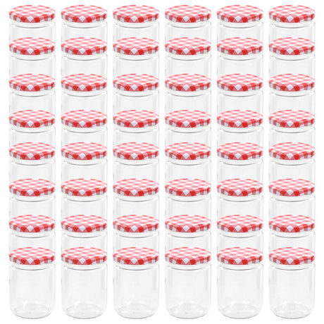 Vidaxl jampotten met wit met rode deksels 48 st 230 ml glas