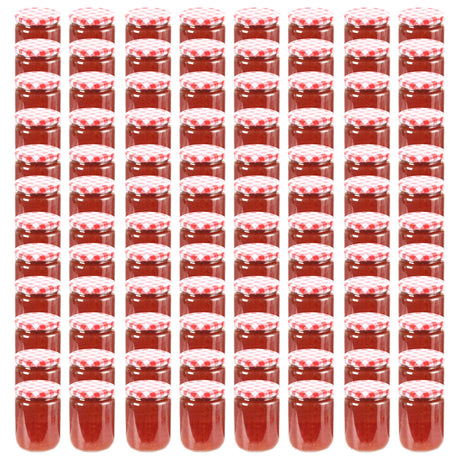 Vidaxl jampotten met wit met rode deksels 96 st 230 ml glas