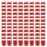 Vidaxl jampotten met wit met rode deksels 96 st 230 ml glas
