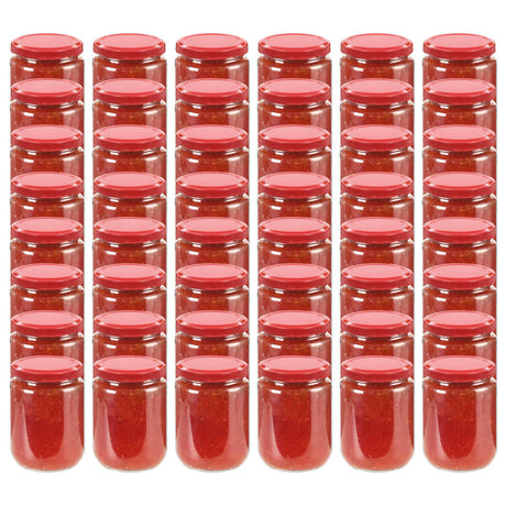 Vidaxl jampotten met rode deksels 48 st 230 ml glas