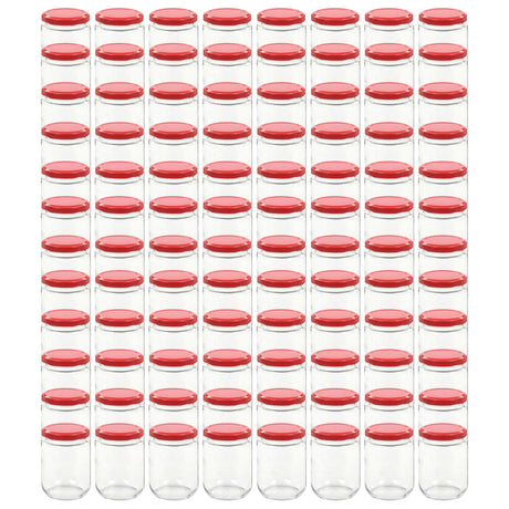 Vidaxl jampotten met rode deksels 96 st 230 ml glas