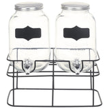 VidaXL Drankdispensers 2 st met standaard 2 x 4 L glas