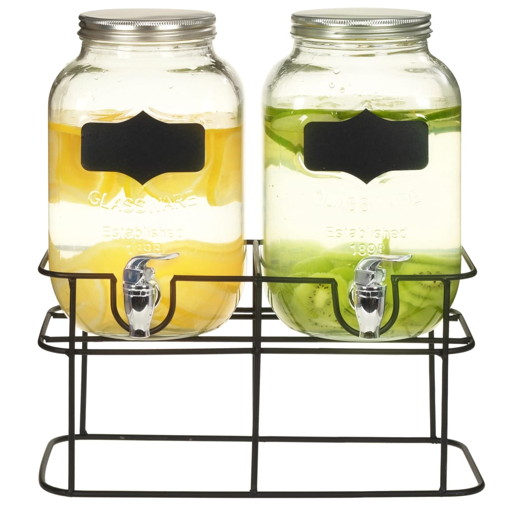 Vidaxl drankdispensers 2 st met standaard 2 x 4 l glas