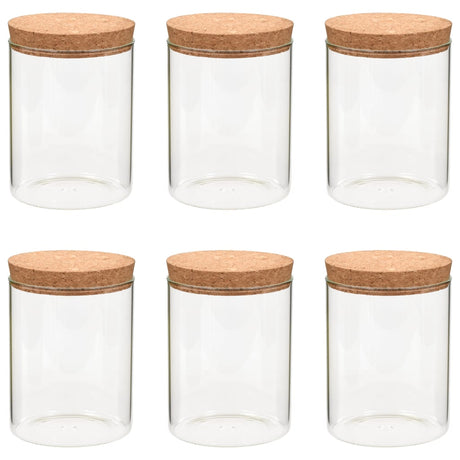 Vidaxl opbergpotten met kurken deksel 6 st 650 ml glas