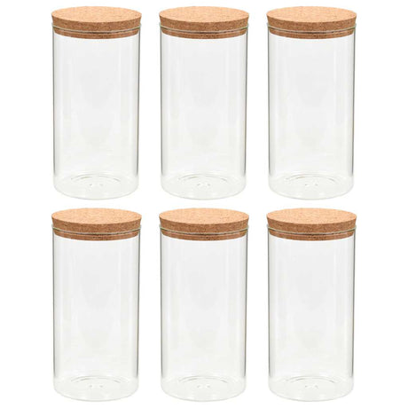 Vidaxl opbergpotten met kurken deksel 6 st 1100 ml glas