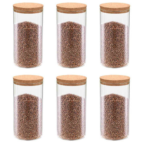 Vidaxl opbergpotten met kurken deksel 6 st 1100 ml glas
