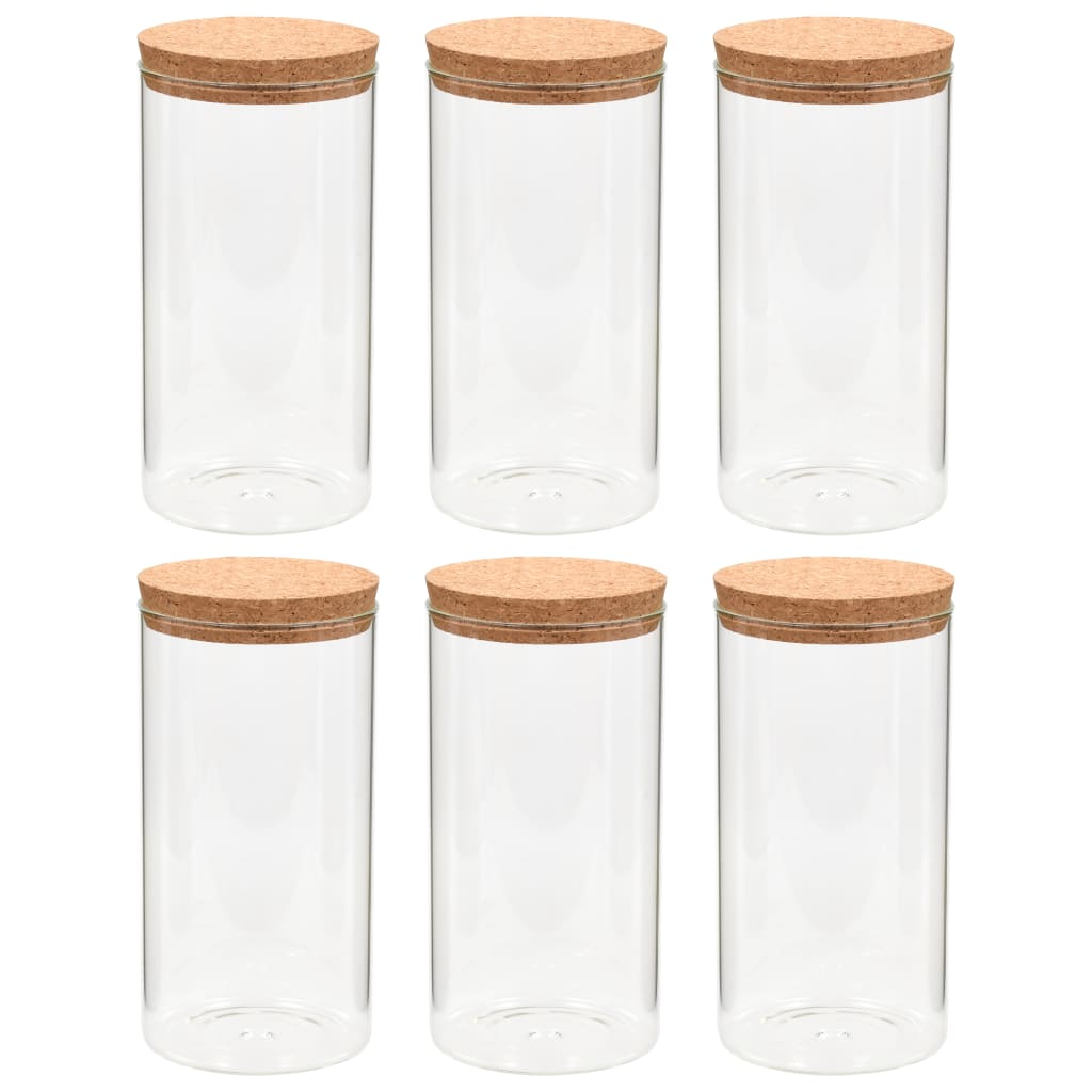 Vidaxl opbergpotten met kurken deksel 6 st 1400 ml glas