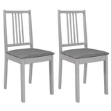 Vidaxl eetkamerstoelen met kussens 2 st massief hout grijs